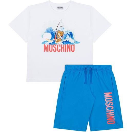 Moschino Kids set top e shorts con stampa - blu