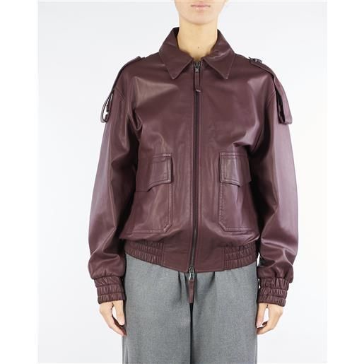 VICOLO bomber bordeaux in vera pelle oversized