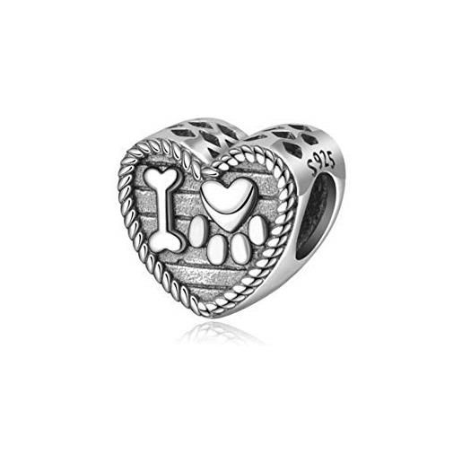 JYRRONG charm a forma di zampa di cane in argento sterling 925 con ciondolo a forma di animale per braccialetti pandora