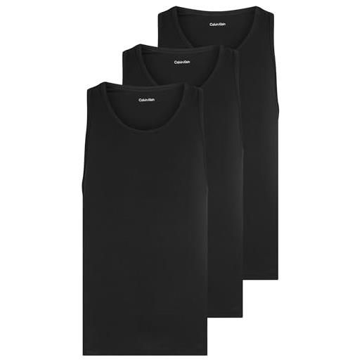 Calvin Klein uomo canotte confezione da 3 con scollo rotondo, nero (black, black, black), xs
