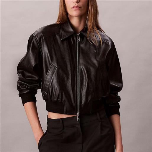 Calvin Klein Jeans giacca giubbotto Calvin Klein Jeans bomber corta in similpelle da donna rif. Lv047c518g, nero
