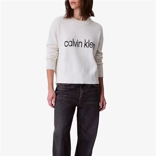 Calvin Klein Jeans maglione maglia Calvin Klein Jeans girocollo da donna rif. Lv047c311g, panna