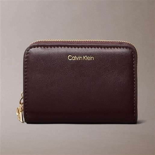 Calvin Klein portafoglio Calvin Klein con zip medio in pelle da donna rif. Lv04f1075g, marrone