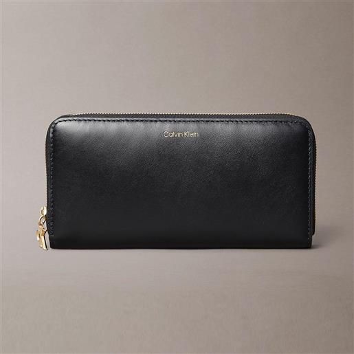 Calvin Klein portafoglio Calvin Klein con zip in pelle grande da donna rif. Lv04f1093g, nero