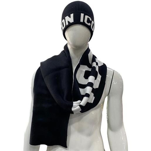 Icon set sciarpa + cappello Icon con maxi logo unisex rif. Icxf2w6box3, nero