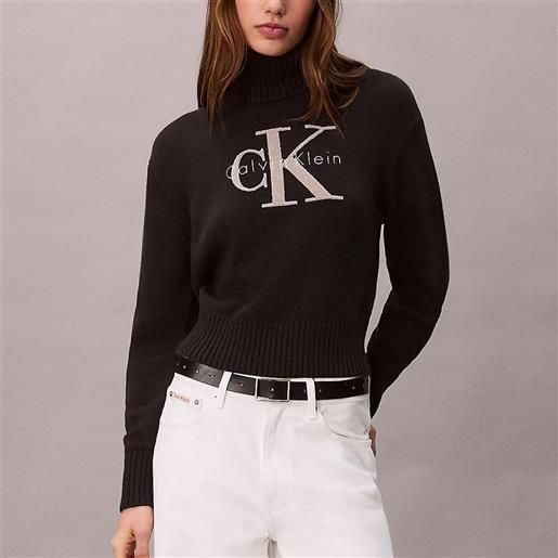 Calvin Klein Jeans maglione maglia Calvin Klein Jeans collo alto da donna rif. Lv047d354g, nero