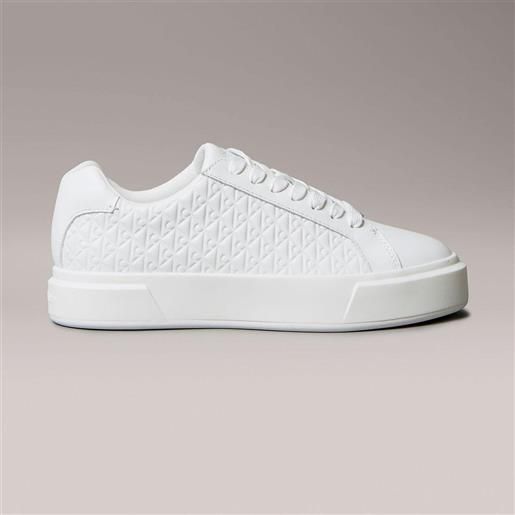 Calvin Klein Jeans scarpe sneakers calvin klein in pelle con emblem logo da donna rif. Yw0yw02006, bianco