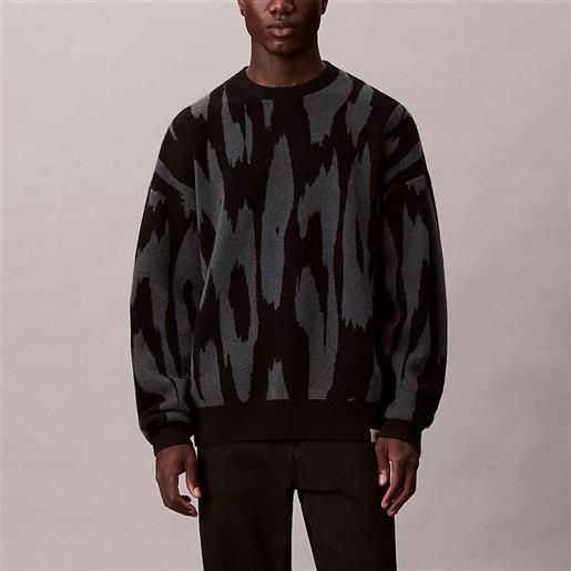 Calvin Klein maglia felpa Calvin Klein con stampa jacquard da uomo rif. Lv04rd310g, navy