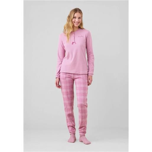 Noi di notte pigiama lungo donna cotone e pile invernale art. Fa009331