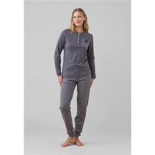 Noi di notte pigiama lungo donna cotone e pile invernale art. Fa009333