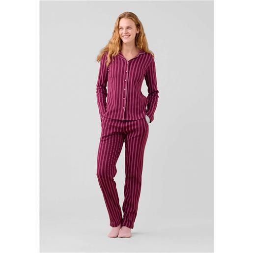 Noi di notte pigiama donna lungo aperto cotone felpato taglio uomo art. Fa009286