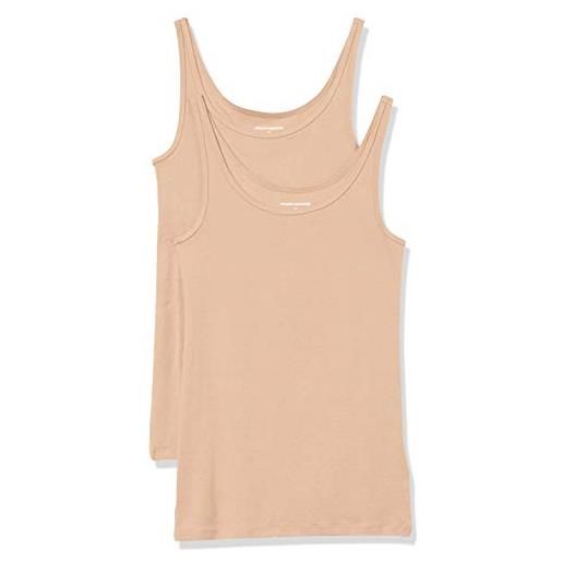 Amazon Essentials canotta slim con spalline sottili donna, pacco da 2, bianco/verde lime, xs