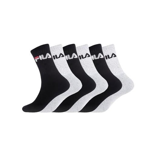 FILA calzino da uomo in cotone - set di 6 calzini sportivi da uomo, grigio e nero, taglia 43/46, ng, 43-46