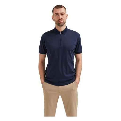 SELECTED HOMME seleted homme slhfave zip ss polo, sky captain, l uomo