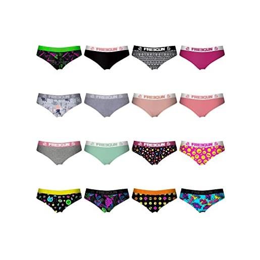 FREEGUN pack sorpresa mutande donna microfibra, set di 3 slip donna, modelli selezionati a caso, taglie l