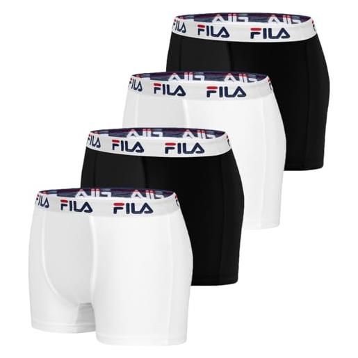 FILA boxer uomo cotone, anti-irritazione, traspirante, set di 4, bianco, nero, taglie xxl