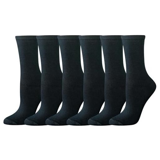Amazon Essentials calzettoni sportivi in cotone donna, 6 paia, nero, 38.5-43