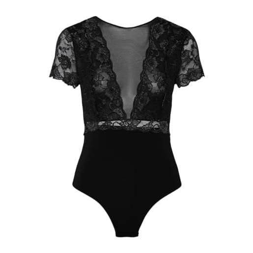 PIECES donna pcsicca ss bodystocking noos body, black, l