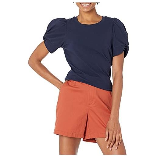 Amazon Essentials t-shirt girocollo da donna, vestibilità classica, con maniche intrecciate, blu navy, xl