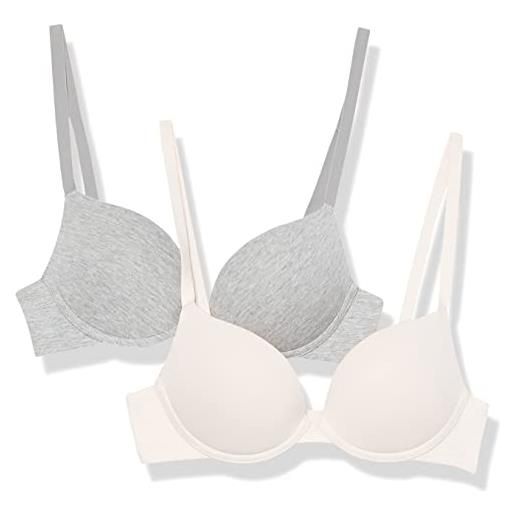 Amazon Essentials reggiseno in cotone push-up donna, pacco da 2, grigio puntinato/perla, 1b