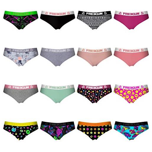 FREEGUN pack sorpresa mutande donna microfibra, set di 5 slip donna, modelli selezionati a caso, taglie l