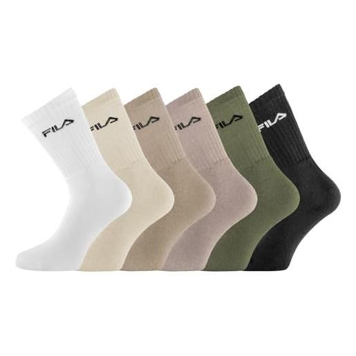 FILA fi/1/tnx6/f9581 calze, beige/marrone/cachi/nero, 35-38 (pacco da 6) uomo