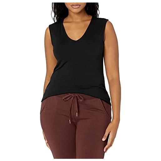 Amazon Essentials top a canotta con scollo a v con vestibilità standard in jersey (in precedenza daily ritual) donna, nero, xl
