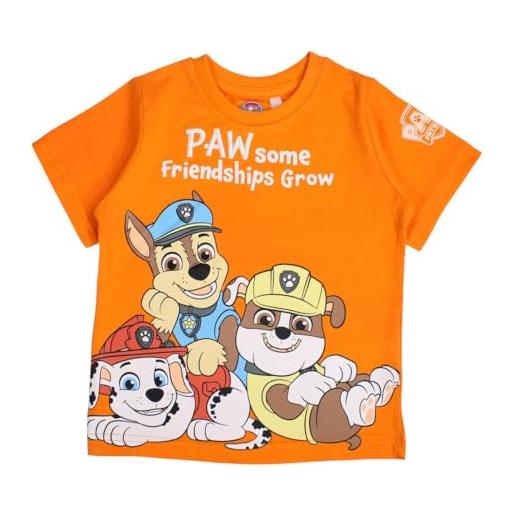 Disney t-shirt a maniche corte per ragazzi paw patrol, arancia, 2 anni unisex kids