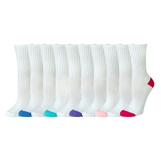 Amazon Essentials calzini in cotone, leggermente imbottiti donna, 10 paia, bianco, 36-39.5