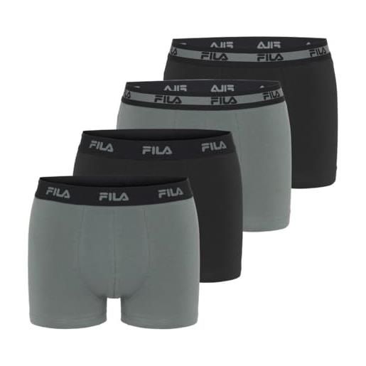 FILA boxer fi/1bcx4/fu5040 corti, kaki/nero, l (pacco da 4) uomo