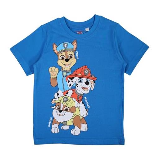 Disney paw patrol, t-shirt, ragazzo, bambina, (da 4 a 10 anni), camicia, camicia, stampato, unisex, bambino, sport, traspirante, modello paw 52023018 s1-2a, bleu
