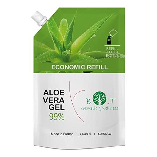 B.O.T cosmetic & wellness aloe vera gel puro bio lanzarote aloe vera viso, corpo e capelli. Gel idratante per depilazione, rasatura, sole, laser, tatuaggio. Cicatrizzante e detergente - 5000 ml 5 l