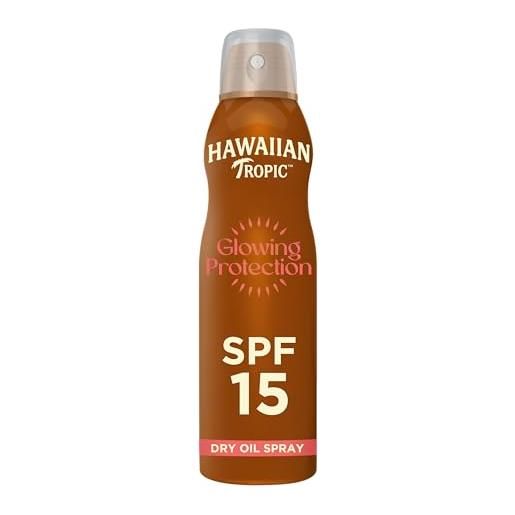 Hawaiian tropic glowing protection sunscreen can spray oil spf 15 177ml