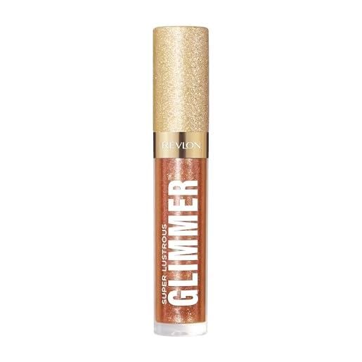 Revlon super lustrous glimmer gloss, glitterato idratante e rimpolpante, finish ultra lucido e brillante, formula a base di piante, 006 bronze spark, 3.8ml
