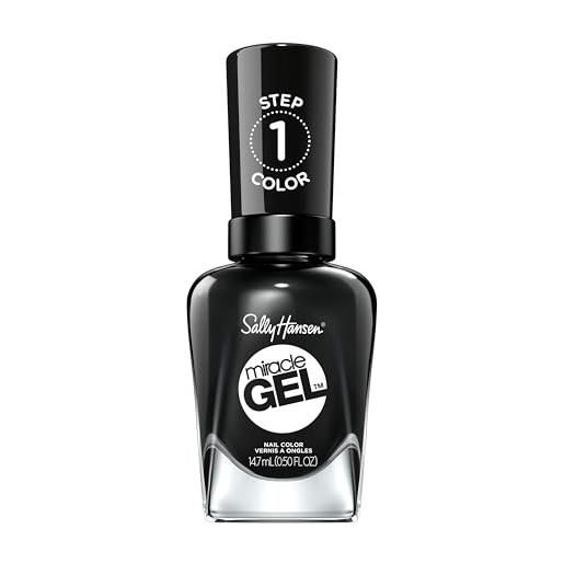 Sally Hansen miracle gel, smalto in 2 step, lunga tenura fino a 14 giorni, 460 blacky o, 14,7 ml (confezione da 1)