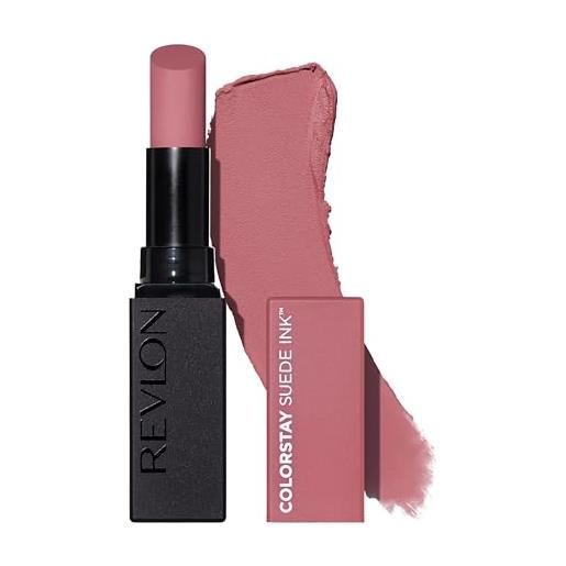 Revlon color. Stay suede ink lipstick, rossetto opaco, a lunga durata, formula no-transfer, arricchito con vitamina e, resistente all'acqua, 008 that girl, 2.55g