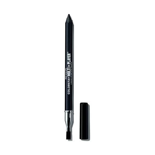 Revlon color. Stay multiplayer liquid-glide eye pencil, matita occhi multiuso con pennello da sfumatura integrato, texture ultra cremosa, waterproof, a prova di sbavatura, a lunga tenuta, 401 checkmate