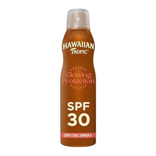 Hawaiian tropic | spray protettivo illuminante con protezione solare spf 30 uva + prtoezione uvb, 180 ml, con estratti botanici delle isole, resistente all'acqua, vegano