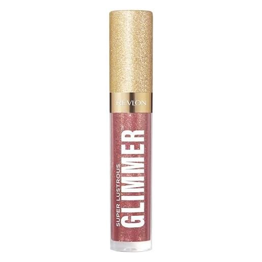 Revlon super lustrous glimmer gloss, glitterato idratante e rimpolpante, finish ultra lucido e brillante, formula a base di piante, 005 glazed almond, 3.8ml