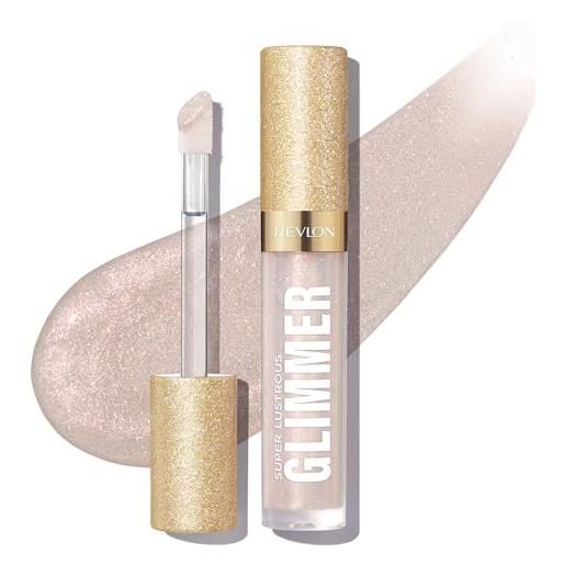 Revlon super lustrous glimmer gloss, glitterato idratante e rimpolpante, finish ultra lucido e brillante, formula a base di piante, 001 diamond drama, 3.8ml