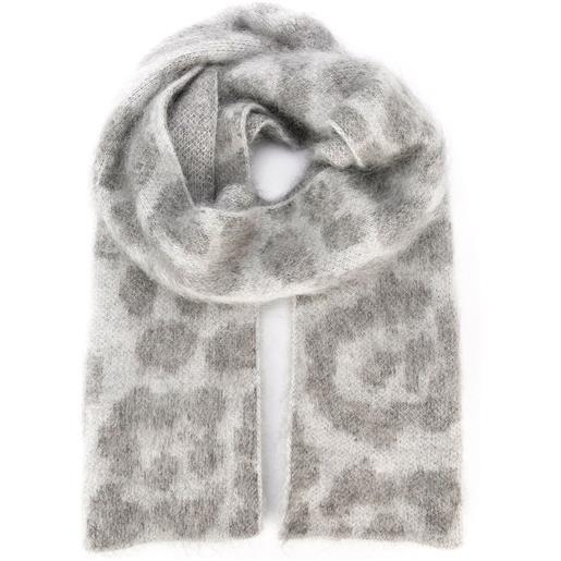 Stella McCartney leopard intarsia scarf - grigio