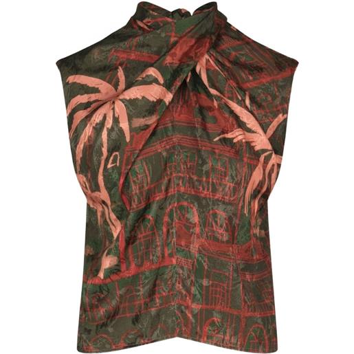 Johanna Ortiz top mystic shore con stampa - verde