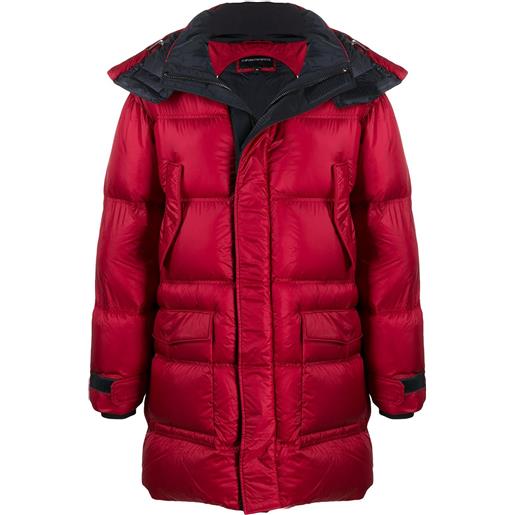 Emporio Armani parka con cappuccio - rosso