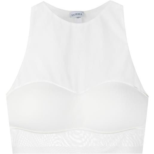 La Perla top corto smanicato - bianco