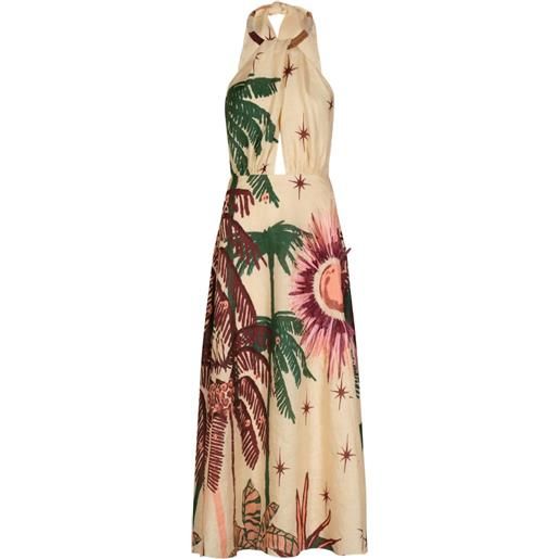 Johanna Ortiz abito lungo a fiori western elements - toni neutri