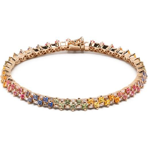 Suzanne Kalan bracciale tennis princess stack mini in oro giallo 18kt con zaffiri