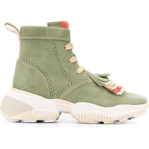 Hogan stivali stringati con frange - verde