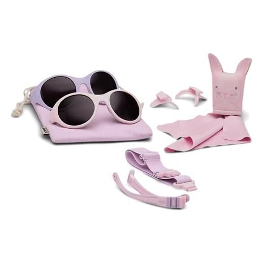 MOKKI click & change kit 2 montature occhiali da sole per bambini - qualità scandinava e design puripremiato - uv400 - flessibili e personalizzabili - 1-2 anni - rosa