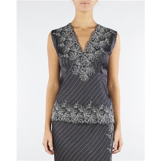 ERMANNO BY ERMANNO SCERVINO top antracite in raso gessato