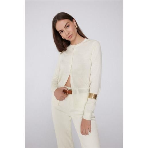 Tezenis cardigan pesante con bottoni 100% lana merino donna bianco